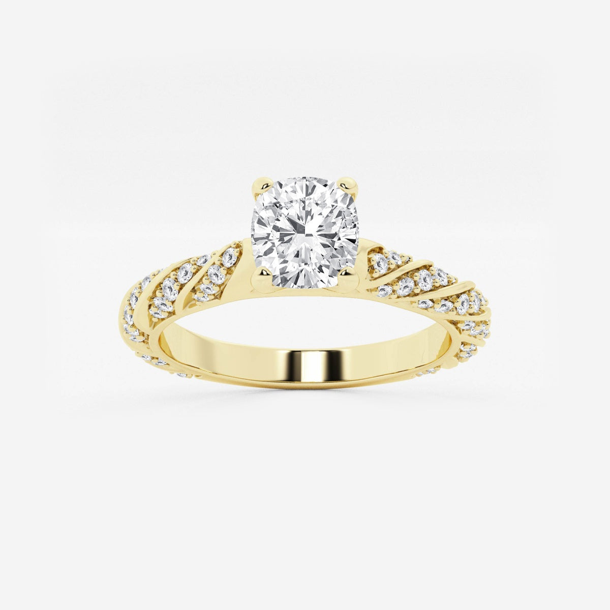 Lila - Ribbon Side Stones Engagement Ring