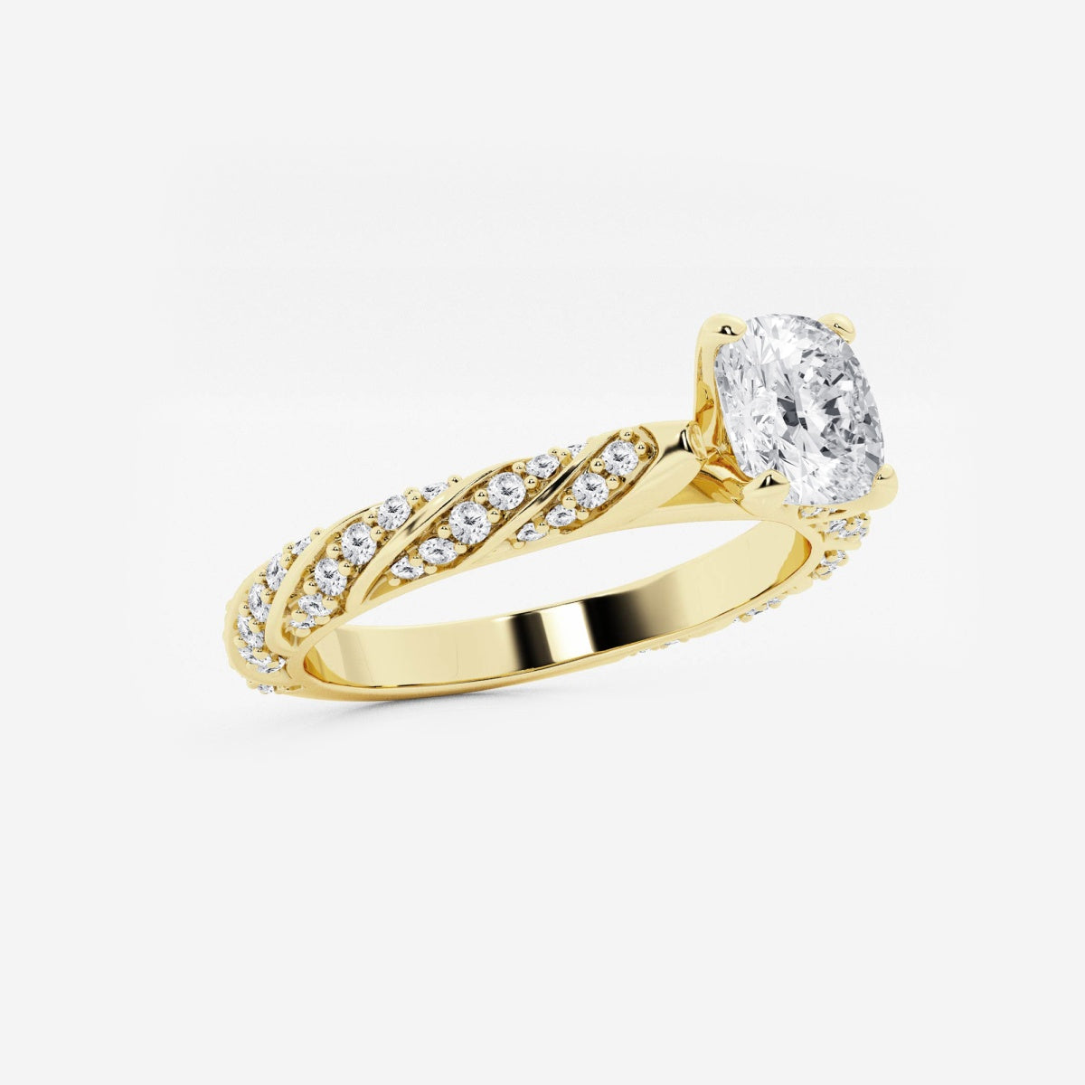 Lila - Ribbon Side Stones Engagement Ring