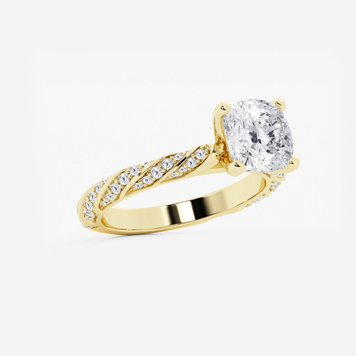 Lila - Ribbon Side Stones Engagement Ring