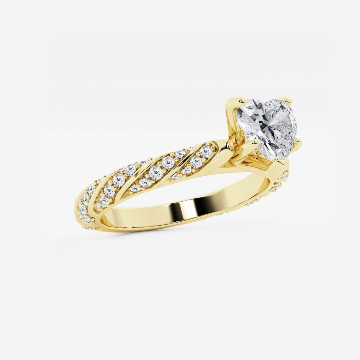 Lila - Ribbon Side Stones Engagement Ring