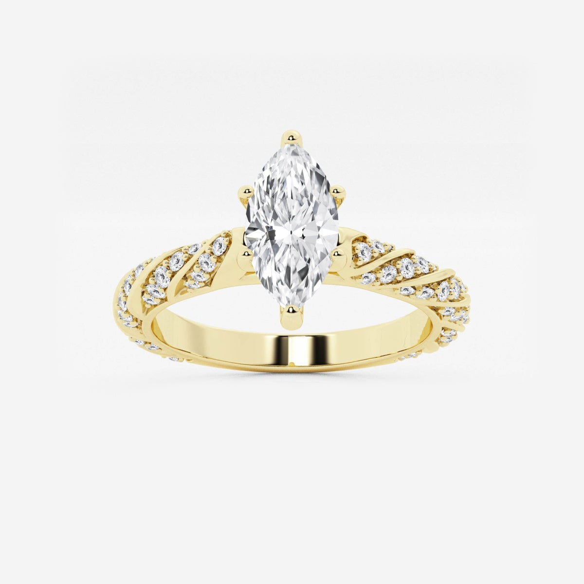 Lila - Ribbon Side Stones Engagement Ring