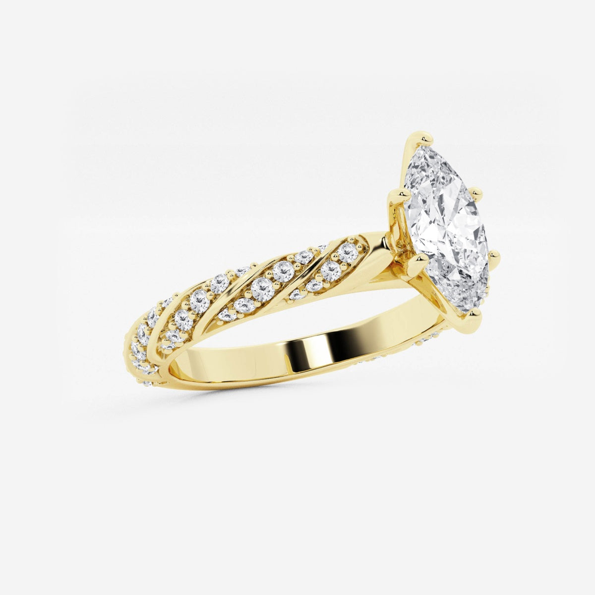 Lila - Ribbon Side Stones Engagement Ring