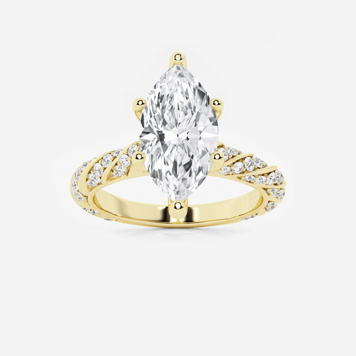 Lila - Ribbon Side Stones Engagement Ring