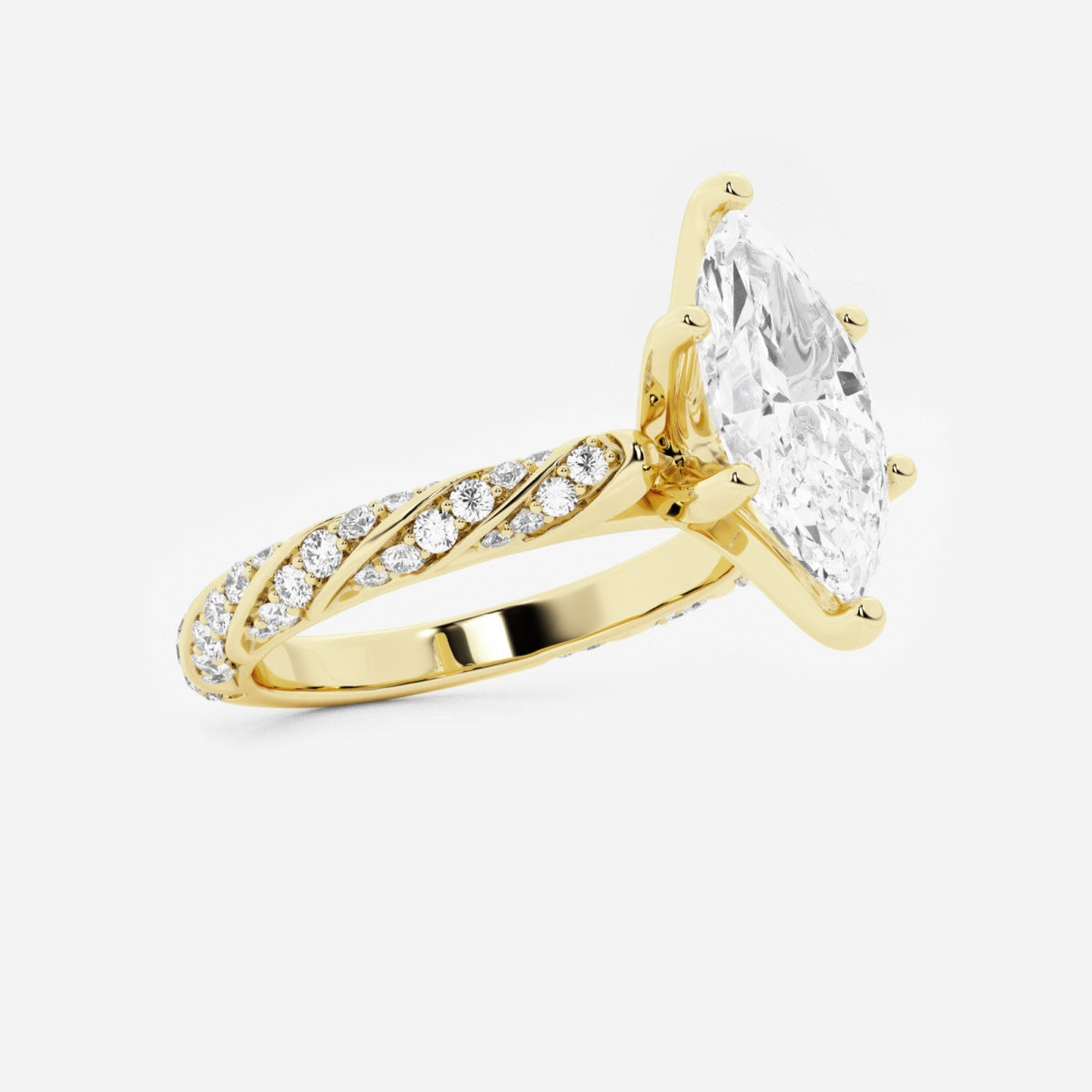 Lila - Ribbon Side Stones Engagement Ring