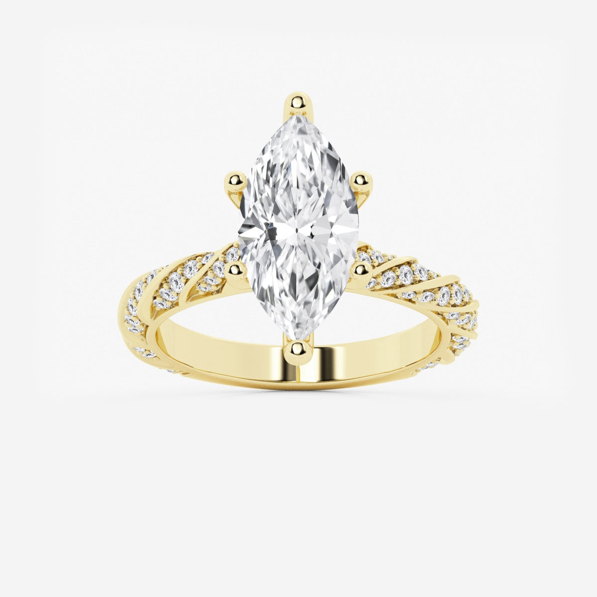 Lila - Ribbon Side Stones Engagement Ring