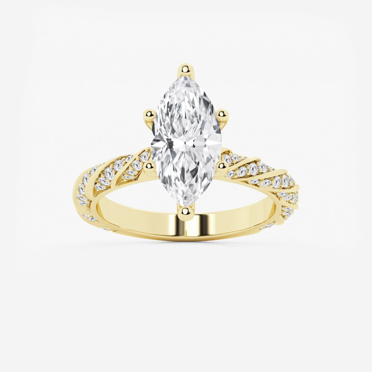 Lila - Ribbon Side Stones Engagement Ring