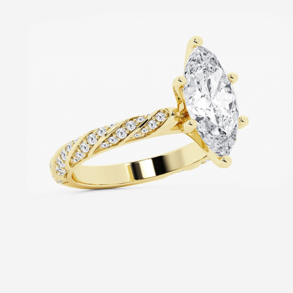 Lila - Ribbon Side Stones Engagement Ring