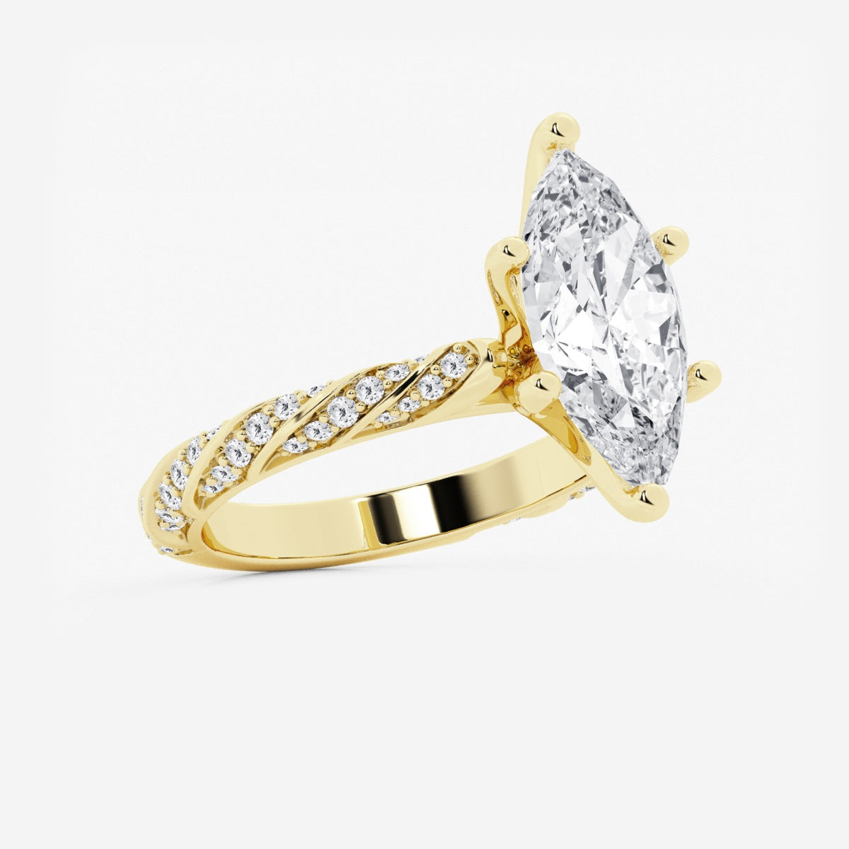 Lila - Ribbon Side Stones Engagement Ring