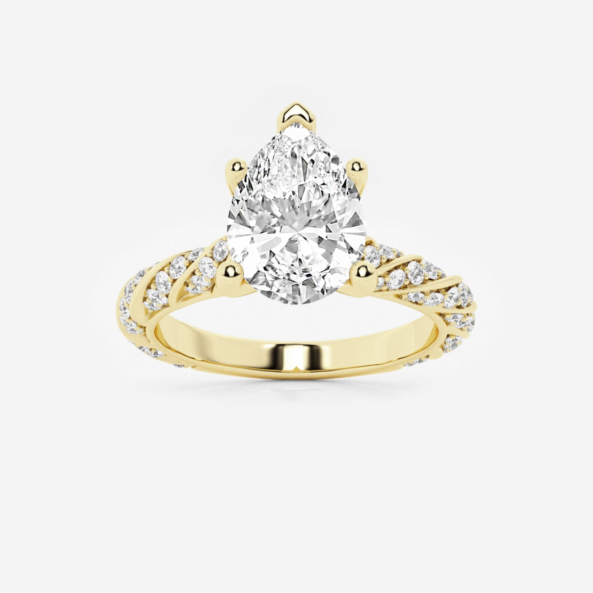 Lila - Ribbon Side Stones Engagement Ring