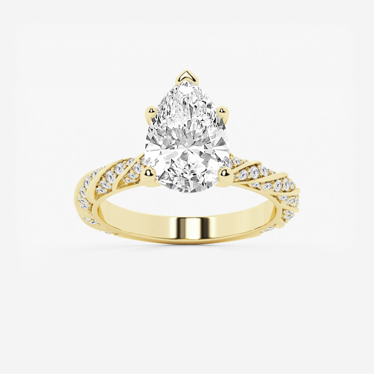 Lila - Ribbon Side Stones Engagement Ring