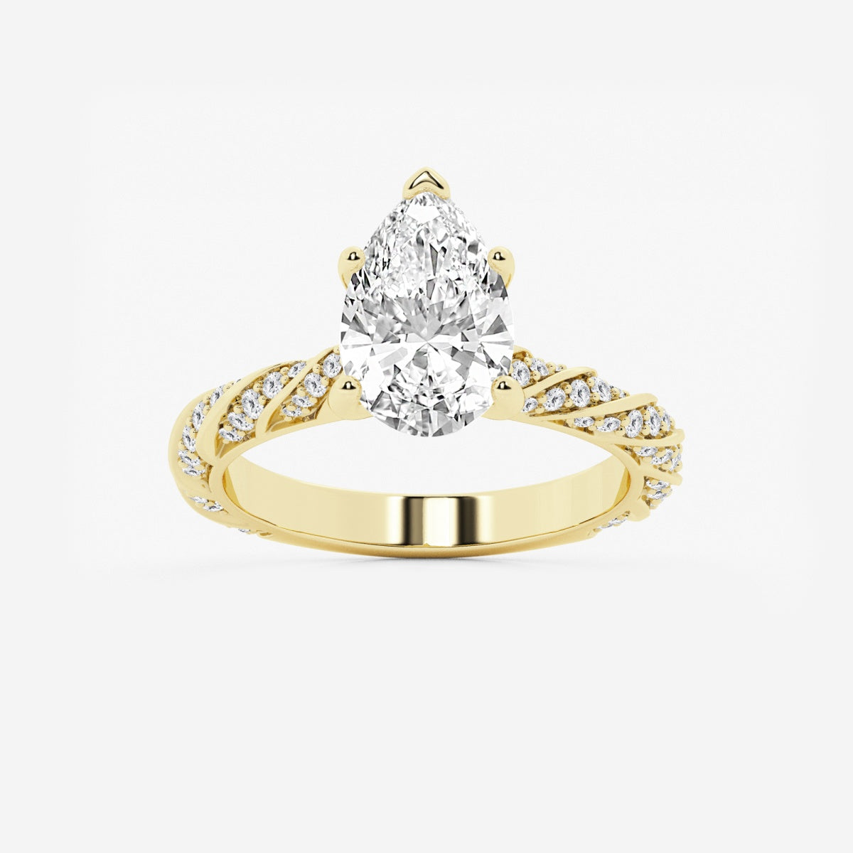 Lila - Ribbon Side Stones Engagement Ring