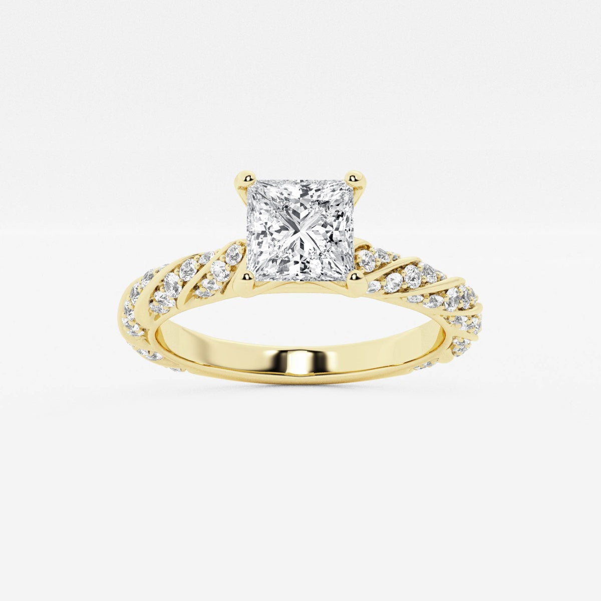 Lila - Ribbon Side Stones Engagement Ring