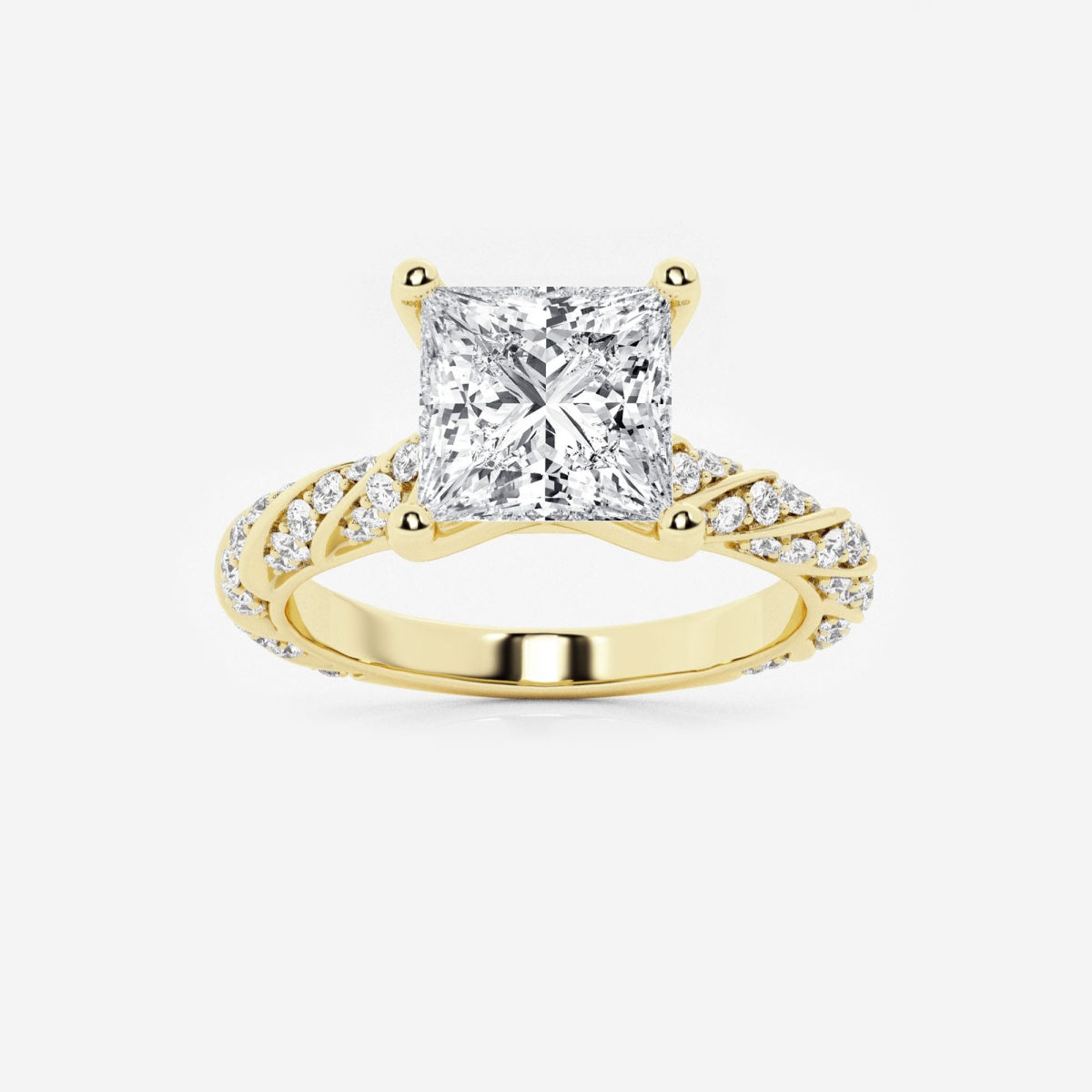 Lila - Ribbon Side Stones Engagement Ring