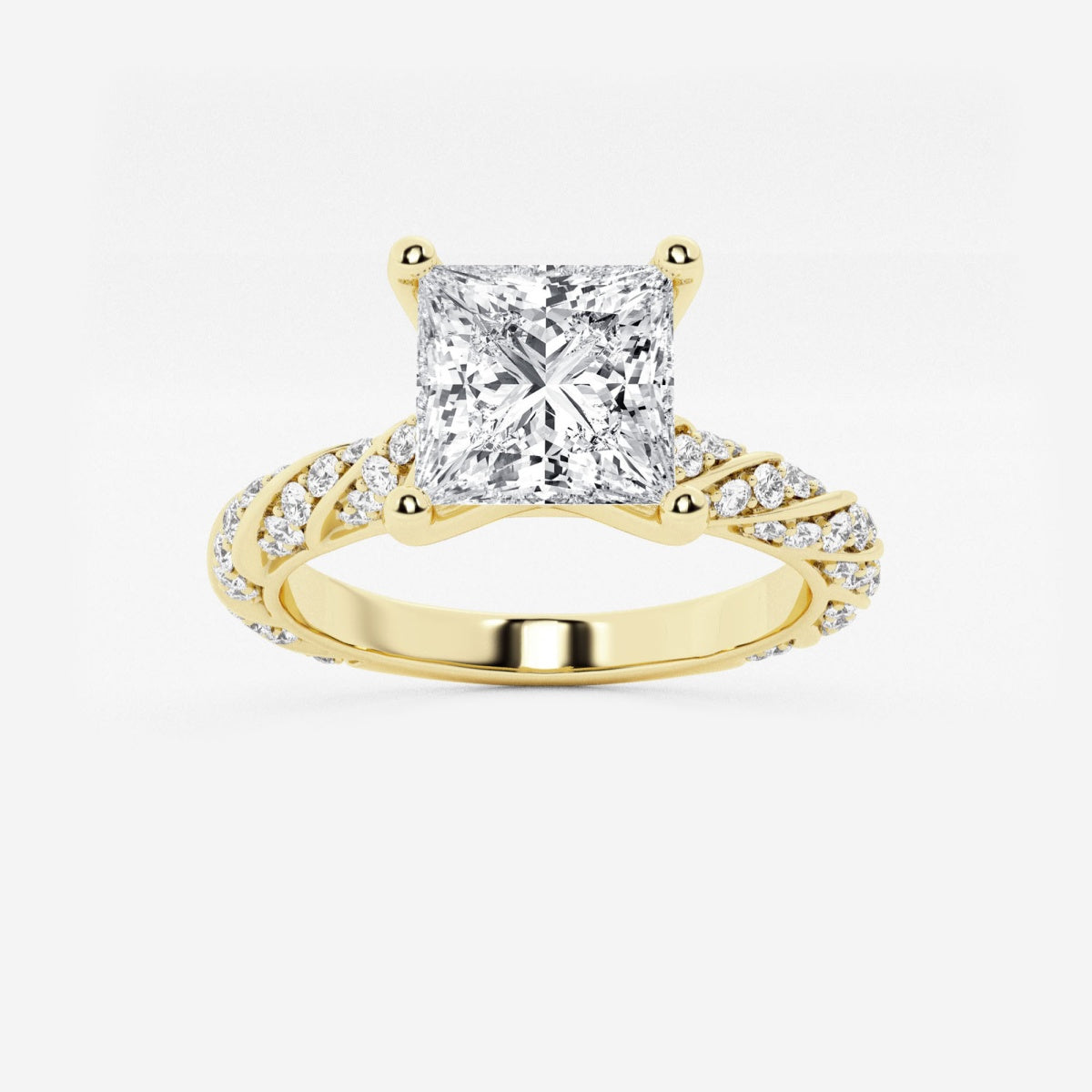 Lila - Ribbon Side Stones Engagement Ring