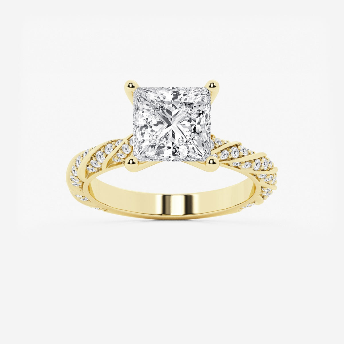 Lila - Ribbon Side Stones Engagement Ring