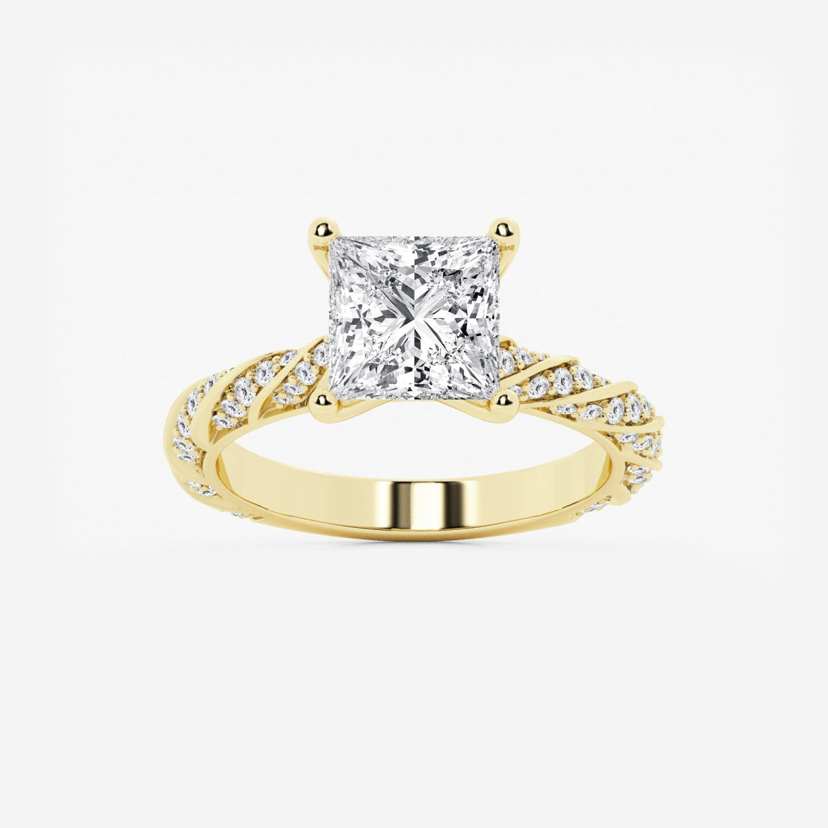 Lila - Ribbon Side Stones Engagement Ring