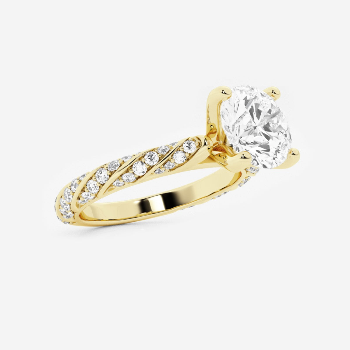 Lila - Ribbon Side Stones Engagement Ring