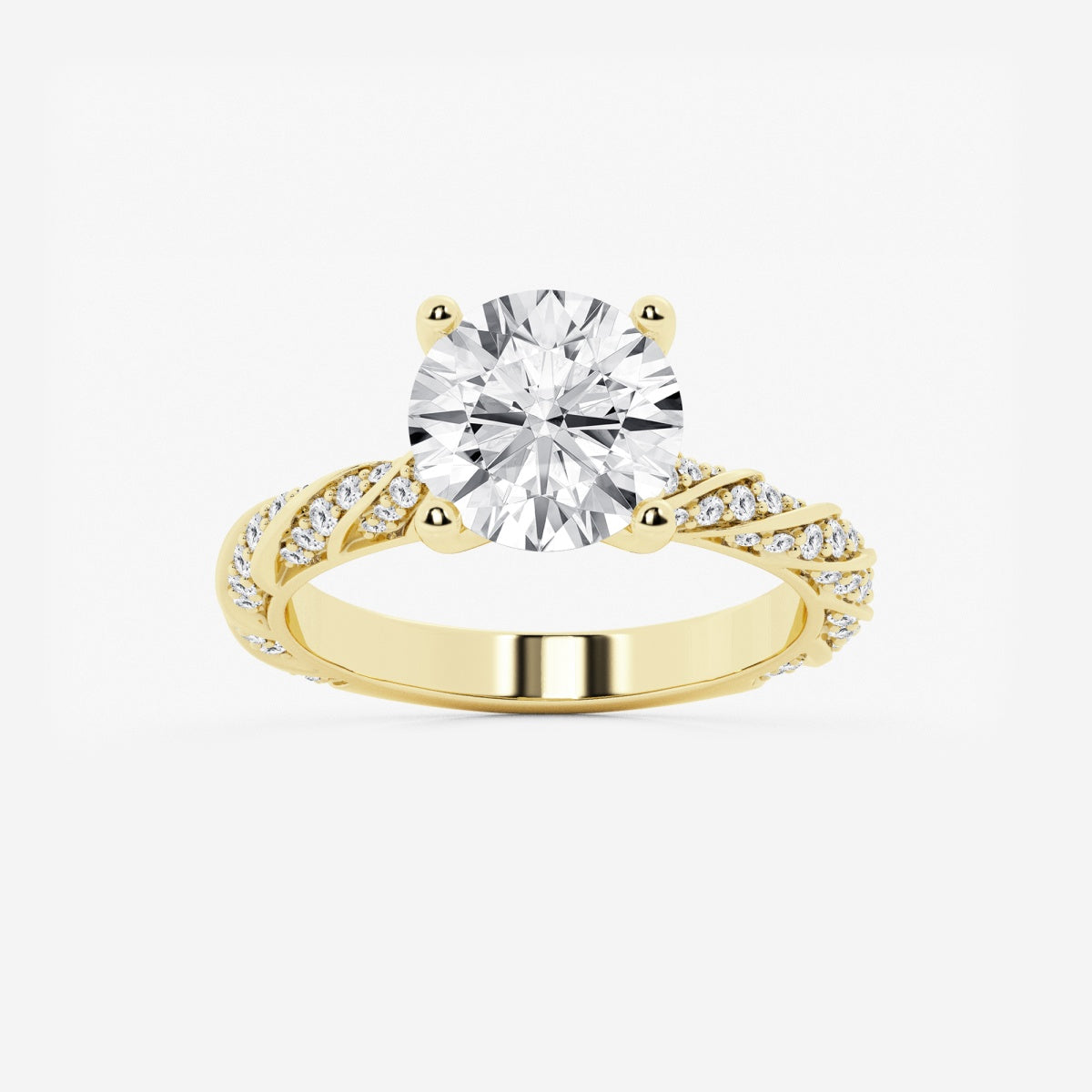 Lila - Ribbon Side Stones Engagement Ring