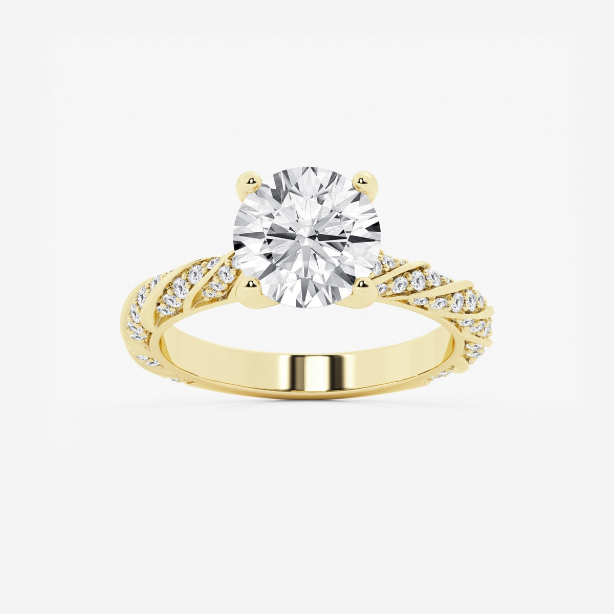 Lila - Ribbon Side Stones Engagement Ring