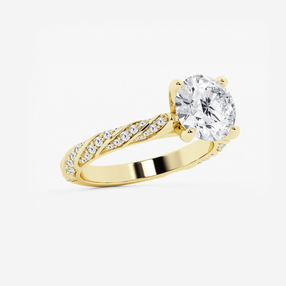 Lila - Ribbon Side Stones Engagement Ring