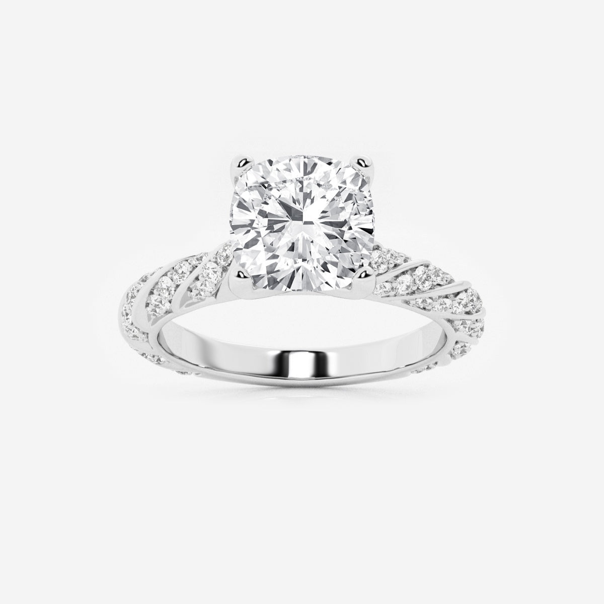 Lila - Ribbon Side Stones Engagement Ring