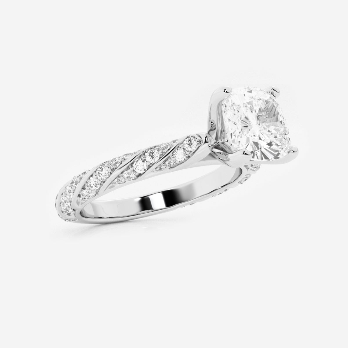 Lila - Ribbon Side Stones Engagement Ring