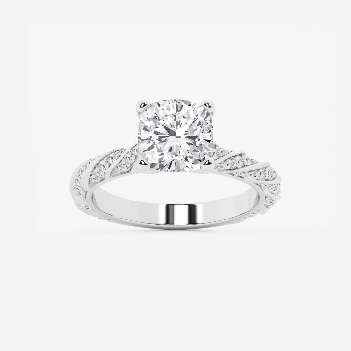 Lila - Ribbon Side Stones Engagement Ring