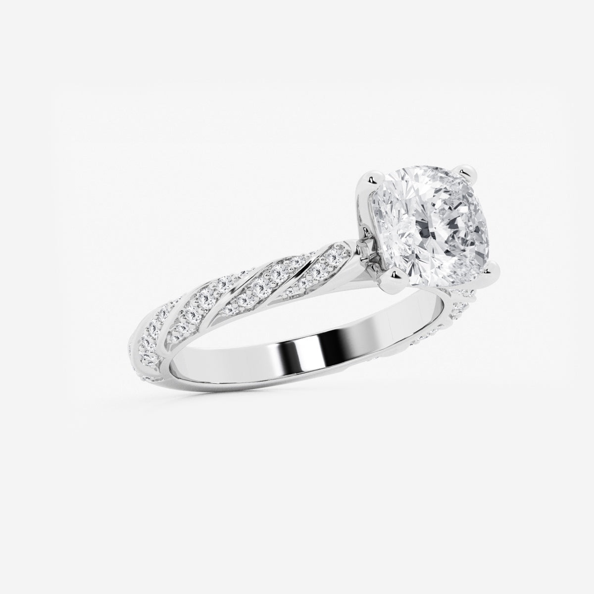 Lila - Ribbon Side Stones Engagement Ring