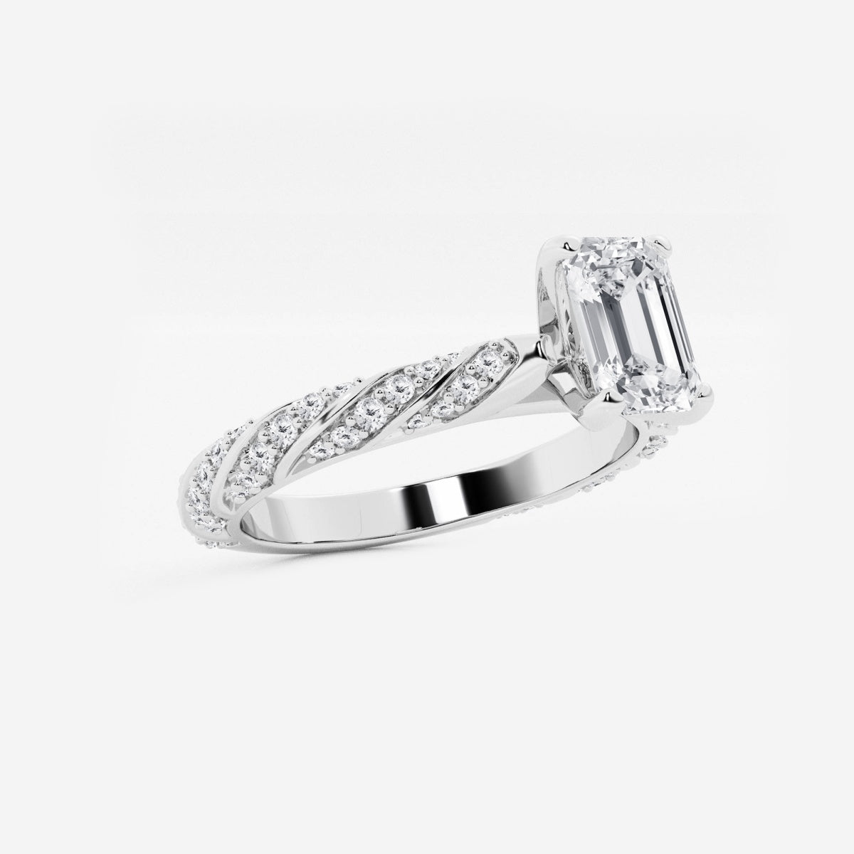 Lila - Ribbon Side Stones Engagement Ring