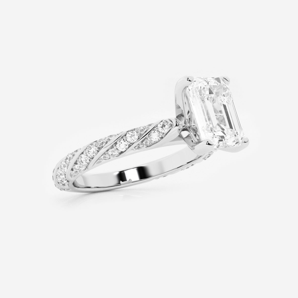 Lila - Ribbon Side Stones Engagement Ring