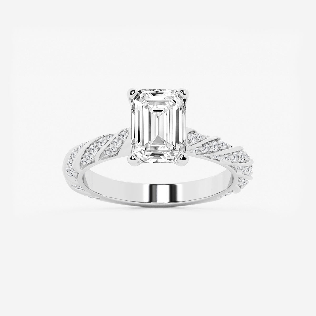 Lila - Ribbon Side Stones Engagement Ring