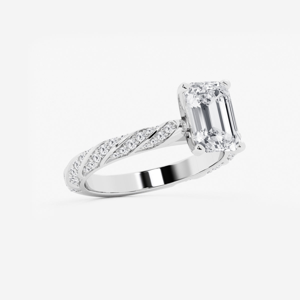 Lila - Ribbon Side Stones Engagement Ring