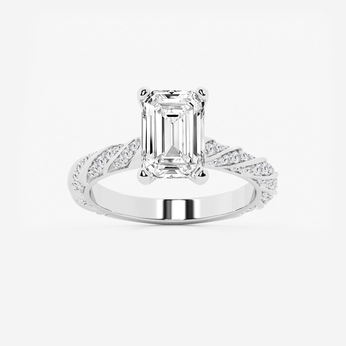 Lila - Ribbon Side Stones Engagement Ring