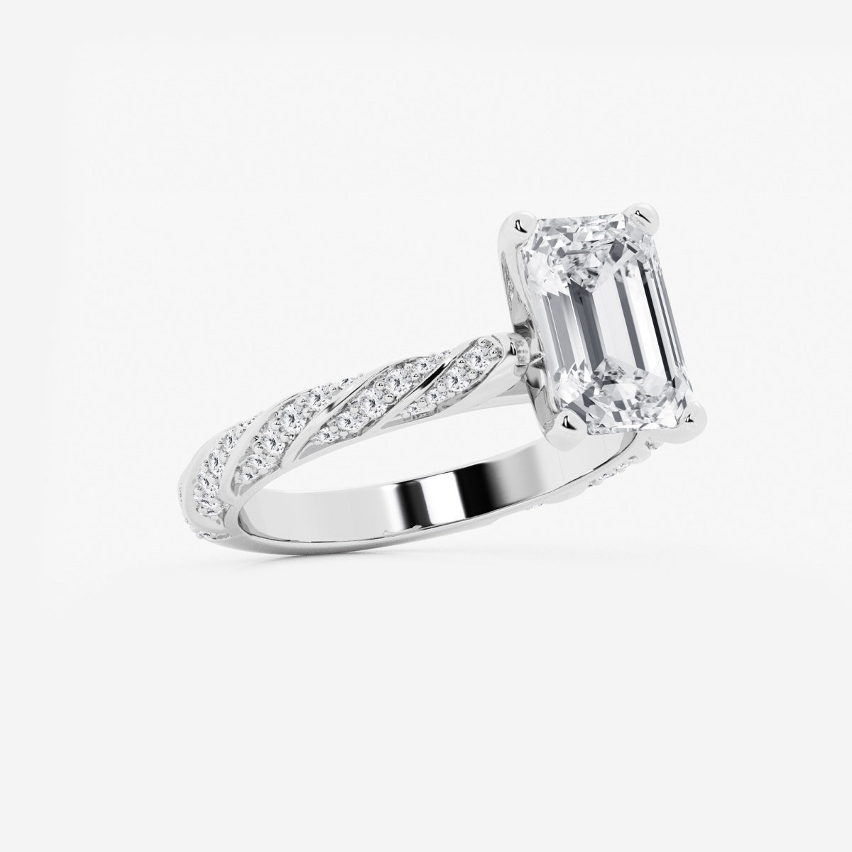 Lila - Ribbon Side Stones Engagement Ring