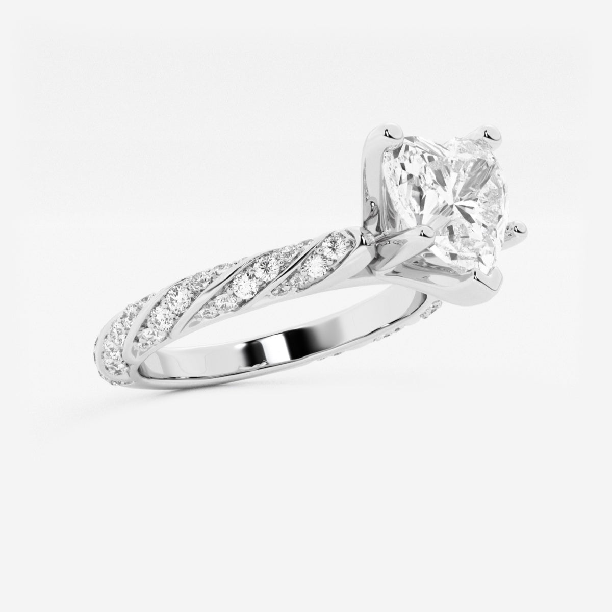 Lila - Ribbon Side Stones Engagement Ring