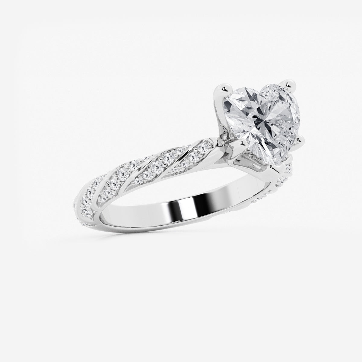 Lila - Ribbon Side Stones Engagement Ring