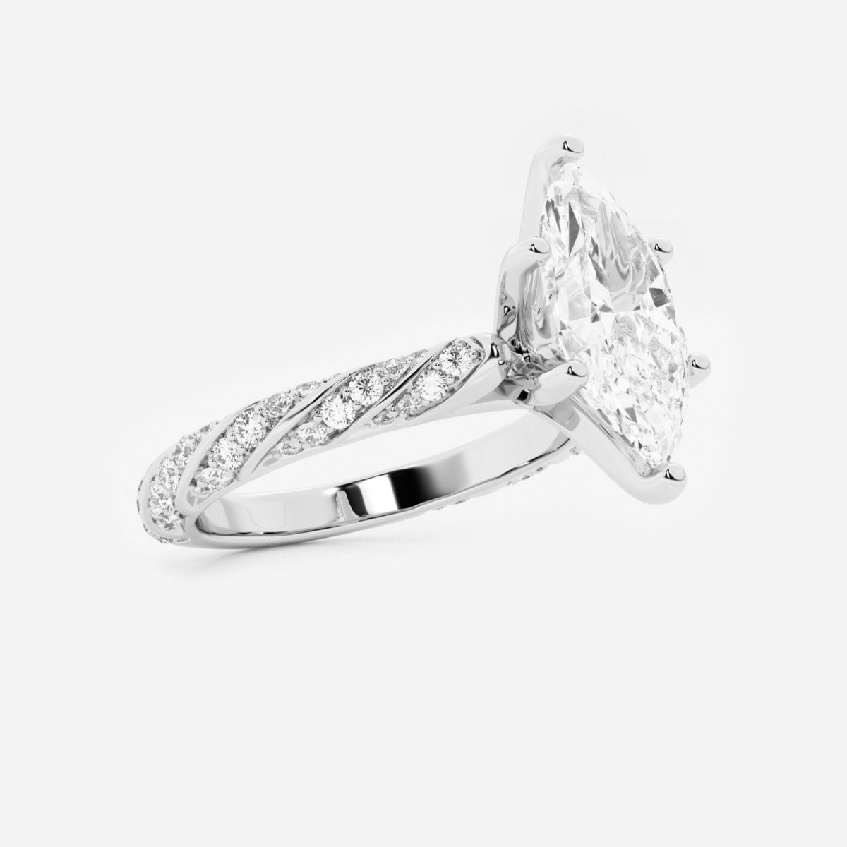 Lila - Ribbon Side Stones Engagement Ring