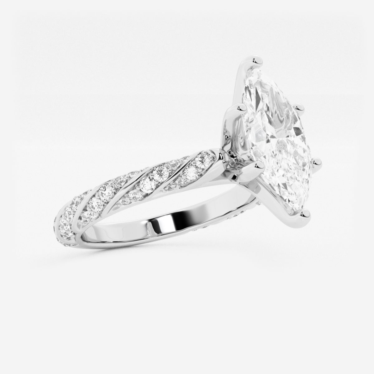 Lila - Ribbon Side Stones Engagement Ring