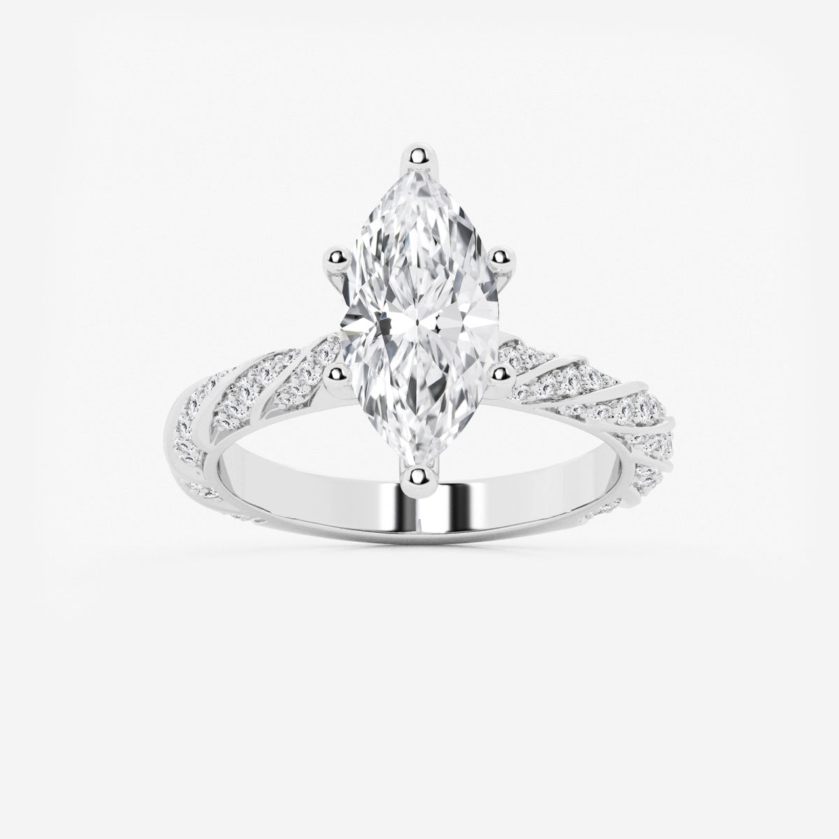 Lila - Ribbon Side Stones Engagement Ring