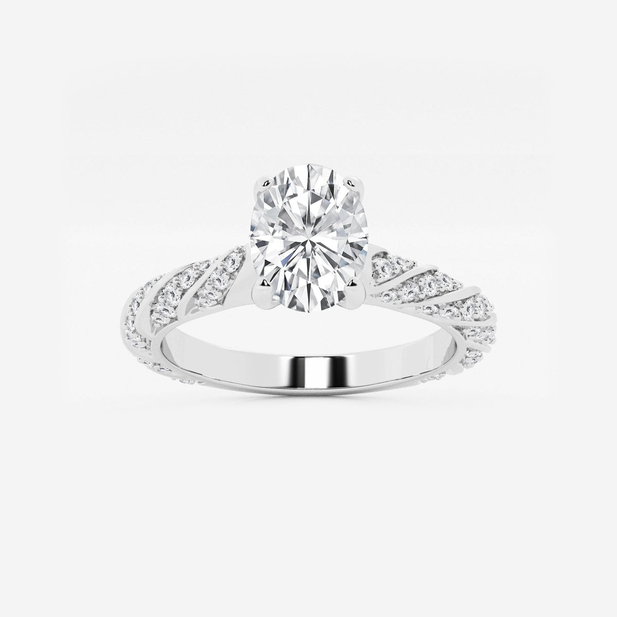 Lila - Ribbon Side Stones Engagement Ring