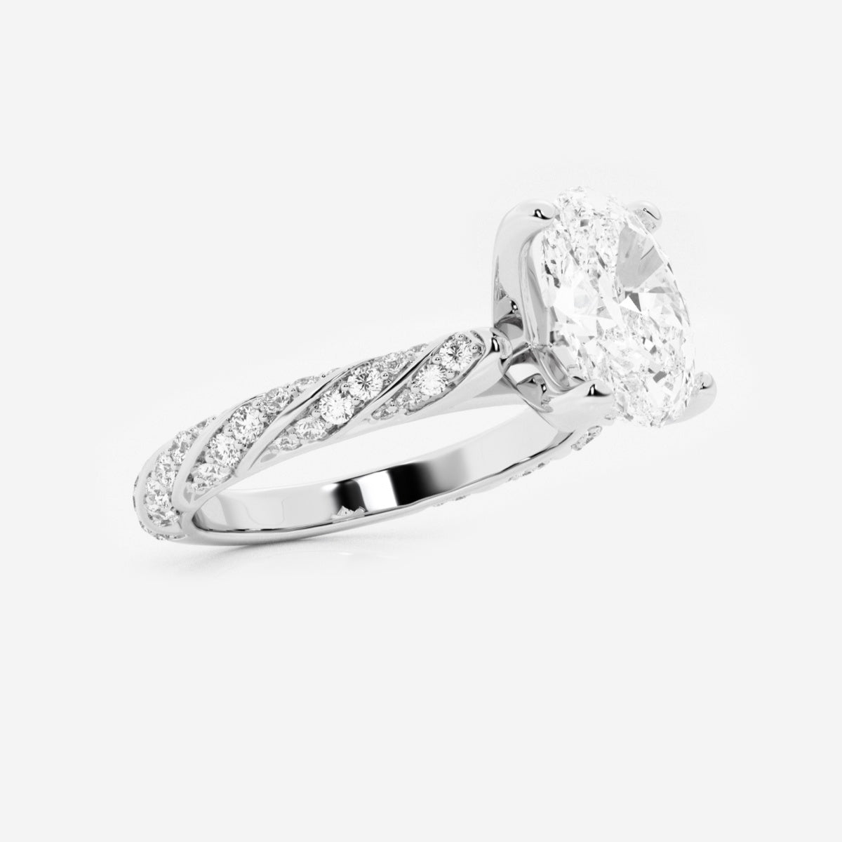 Lila - Ribbon Side Stones Engagement Ring