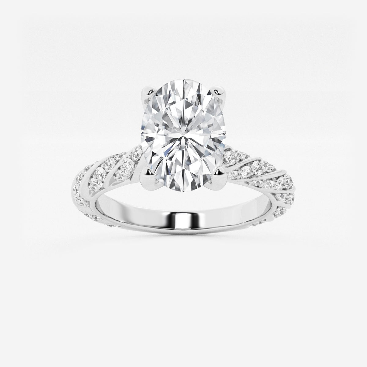 Lila - Ribbon Side Stones Engagement Ring