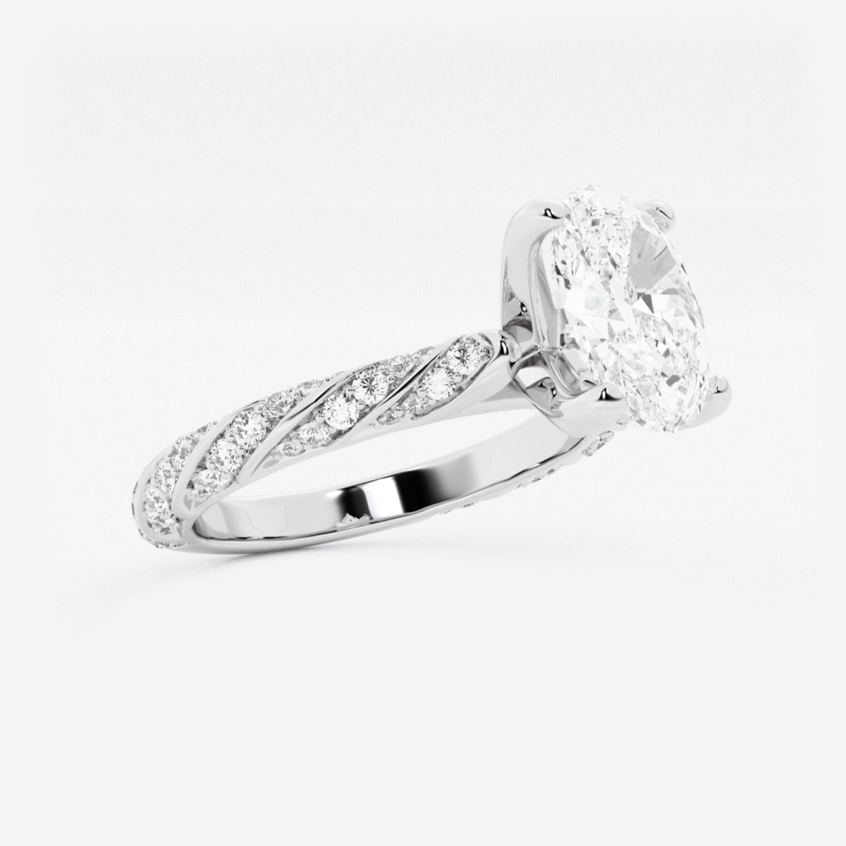 Lila - Ribbon Side Stones Engagement Ring