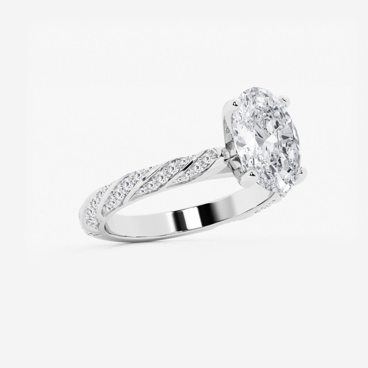 Lila - Ribbon Side Stones Engagement Ring