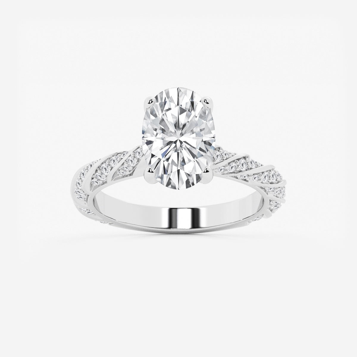 Lila - Ribbon Side Stones Engagement Ring