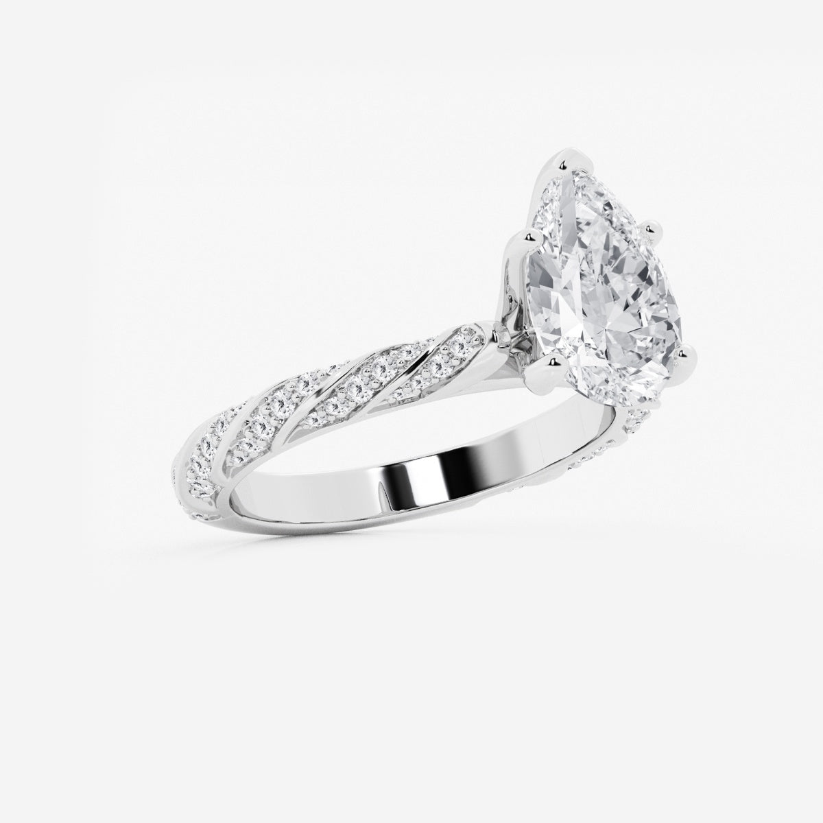 Lila - Ribbon Side Stones Engagement Ring