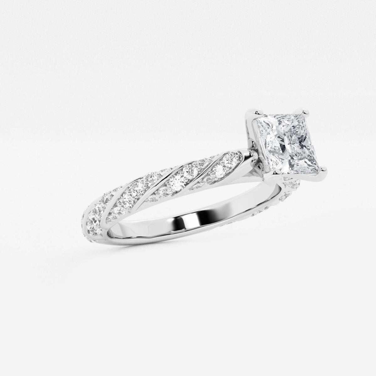 Lila - Ribbon Side Stones Engagement Ring