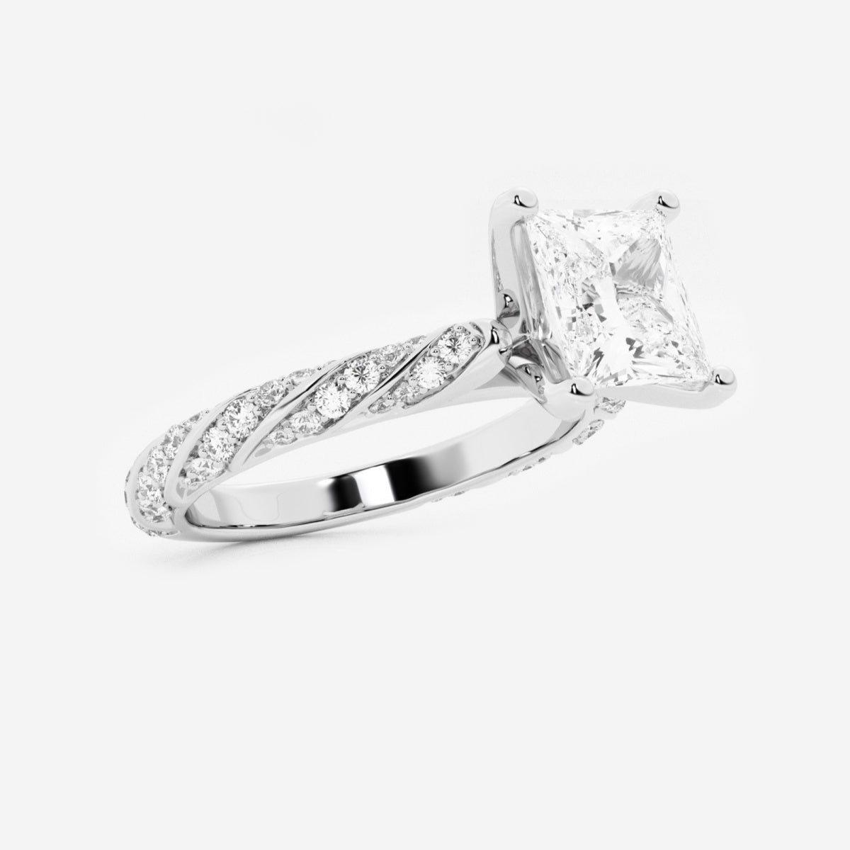 Lila - Ribbon Side Stones Engagement Ring