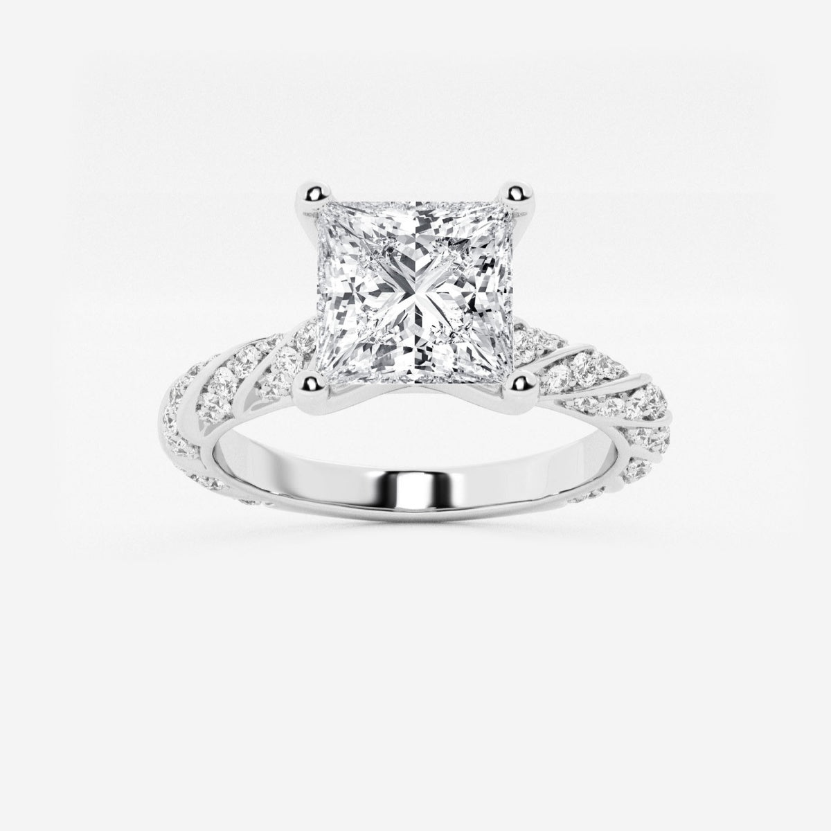 Lila - Ribbon Side Stones Engagement Ring