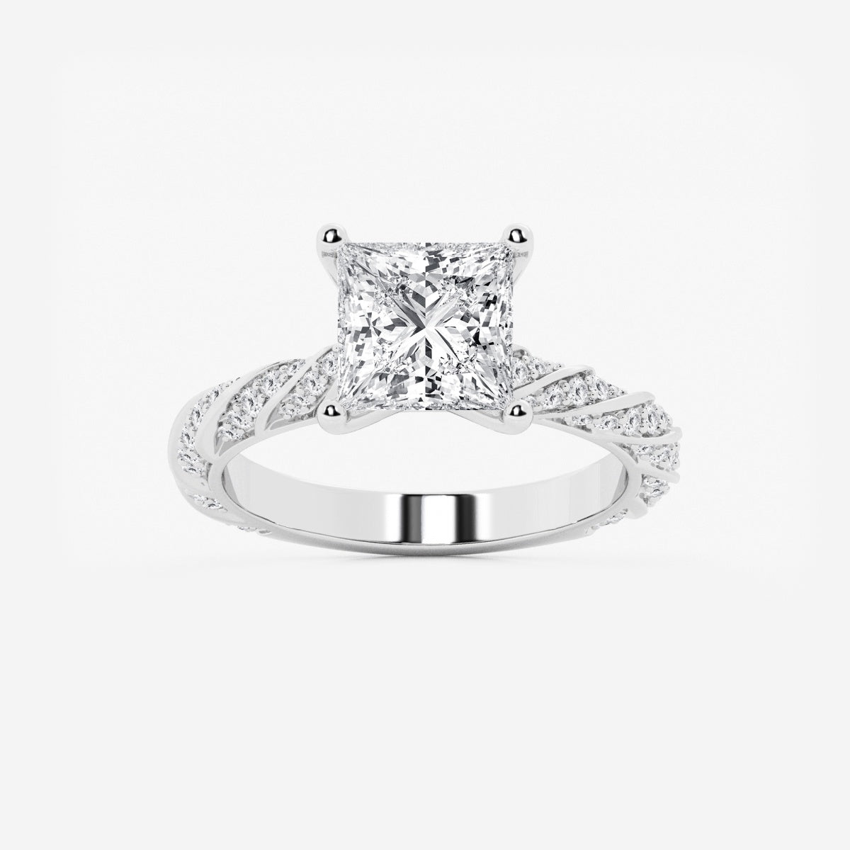 Lila - Ribbon Side Stones Engagement Ring